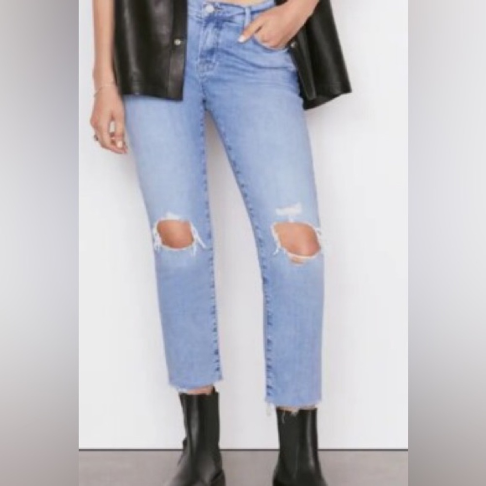 FRAME le garçon crop mid-rise straight fit cebu rips size 28 - NEW
